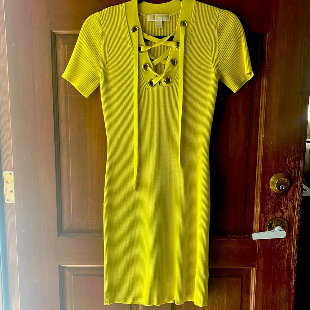 Michael Kors yellow sweater dress